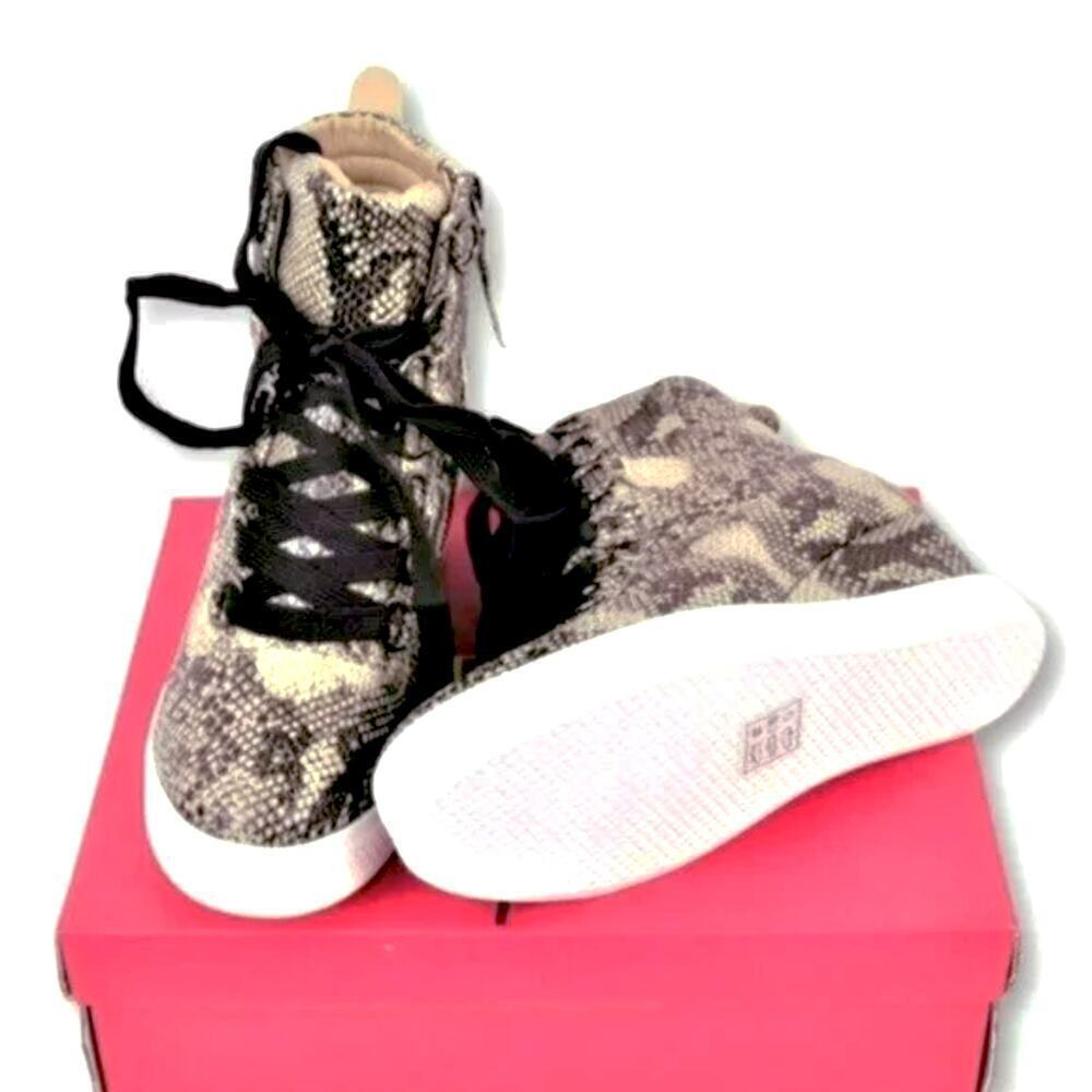 New Catherine Malandrino Snakeskin Embossed Ankle Booties Wedge Fashion Sneakers - Picture 5 of 7
